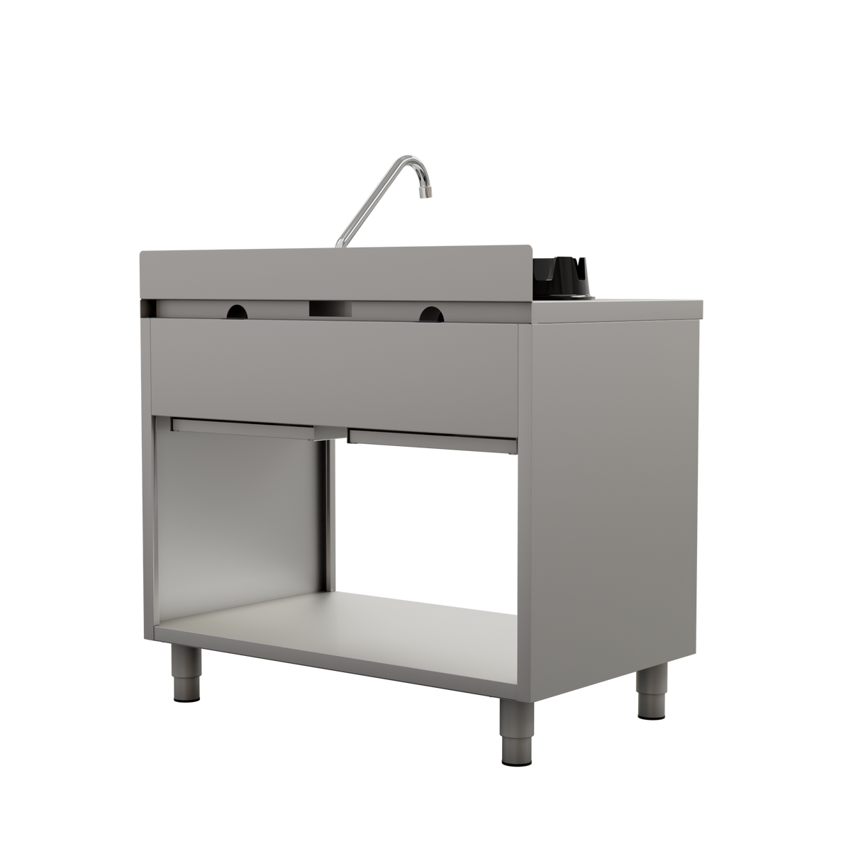 Fourneau wok gaz - 2 feux - 2 x 15 kW - L 1000 x P 600 x H 850/900 mm - Unninox