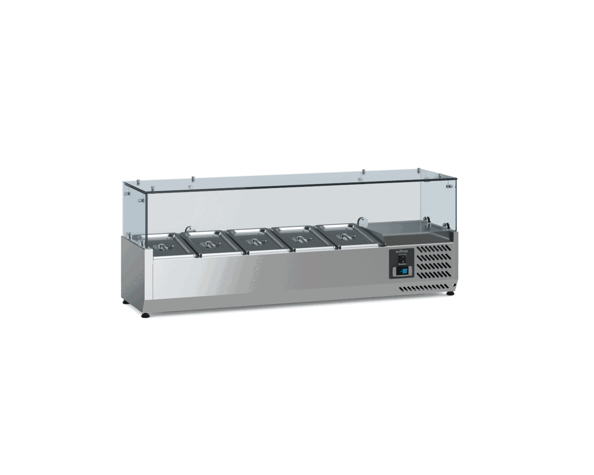Puits réfrigéré à poser pour 5 bacs GN 1/4, longueur 1200 mm - L 1200 x P 335 x H 435 mm - Combisteel