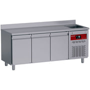 Table frigorifique "murale" ventilée, 3 portes GN 1/1, 405 Lit. avec évier - Diamond