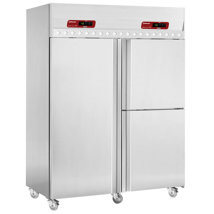 Armoire réfrigérée positive ventilée et poisson 700+350 & 350 Lit. 3 portes GN 2/1 & 1/1, sur roues - Diamond