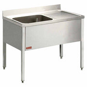 Plonge 1 cuve et 1 égouttoir à droite, avec piétement - Réf L1410D-KD-D - Diamond