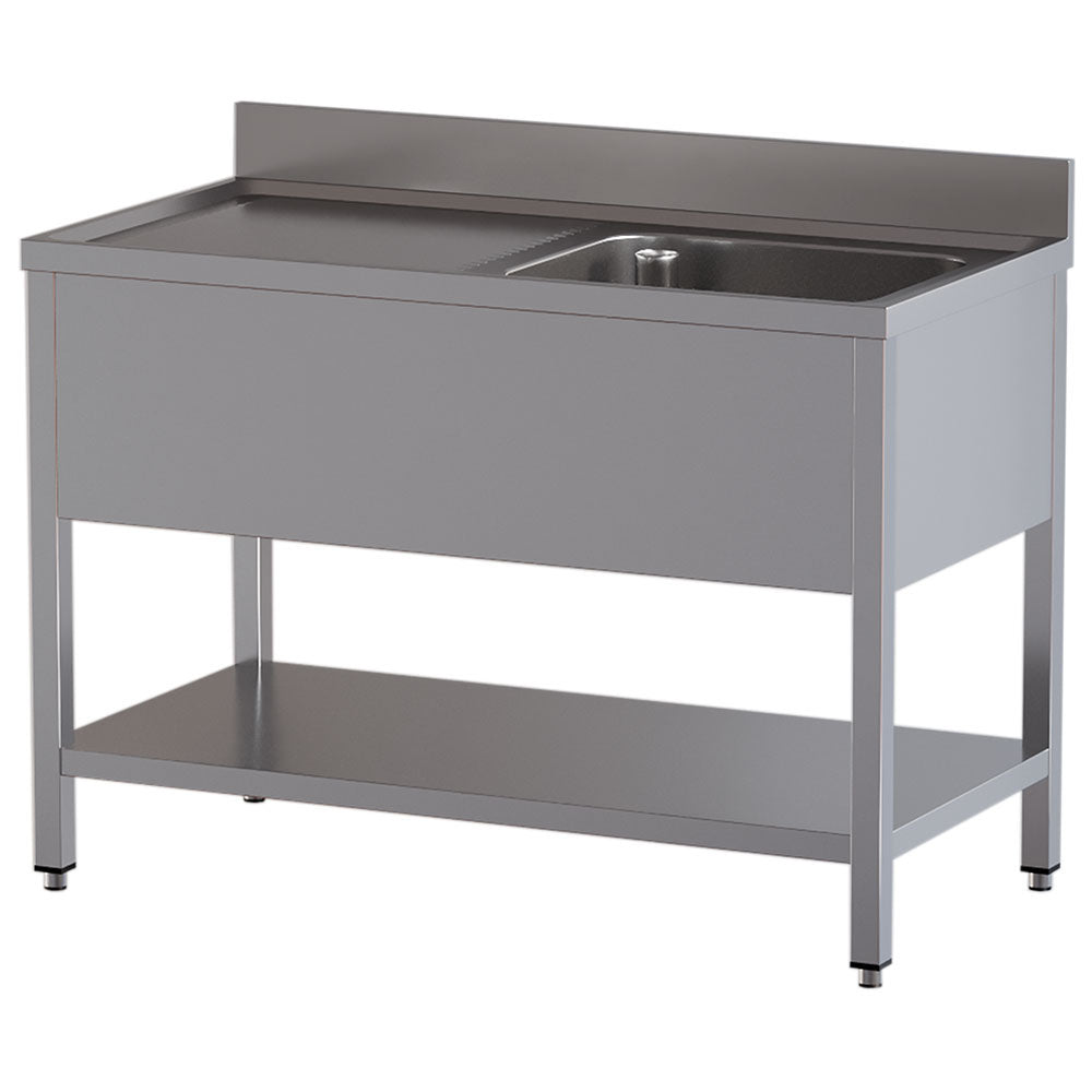 Plonge 1 cuve, 1 égouttoir gauche, avec sous tablette - Réf L1411/D-SS2 - Diamond