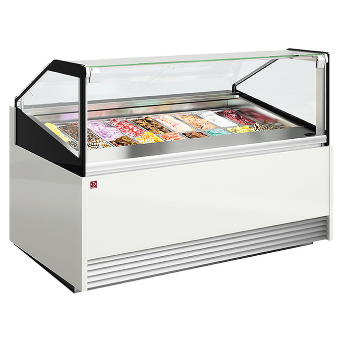 Comptoir à crème glacée 18 bacs inox (360x165) - Réf OTTA16-V8 - 2 kW - L 1605 x P 1240 x H 1200 mm - Diamond