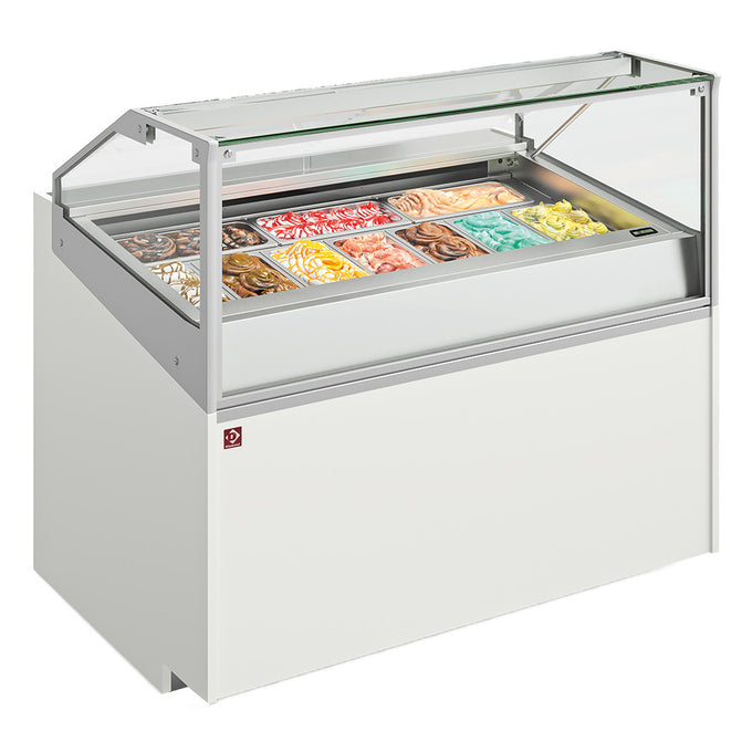 Comptoir à crème glacée 13 bacs inox (360x165) - Réf TORO17-V11 - 1,5 kW - Diamond