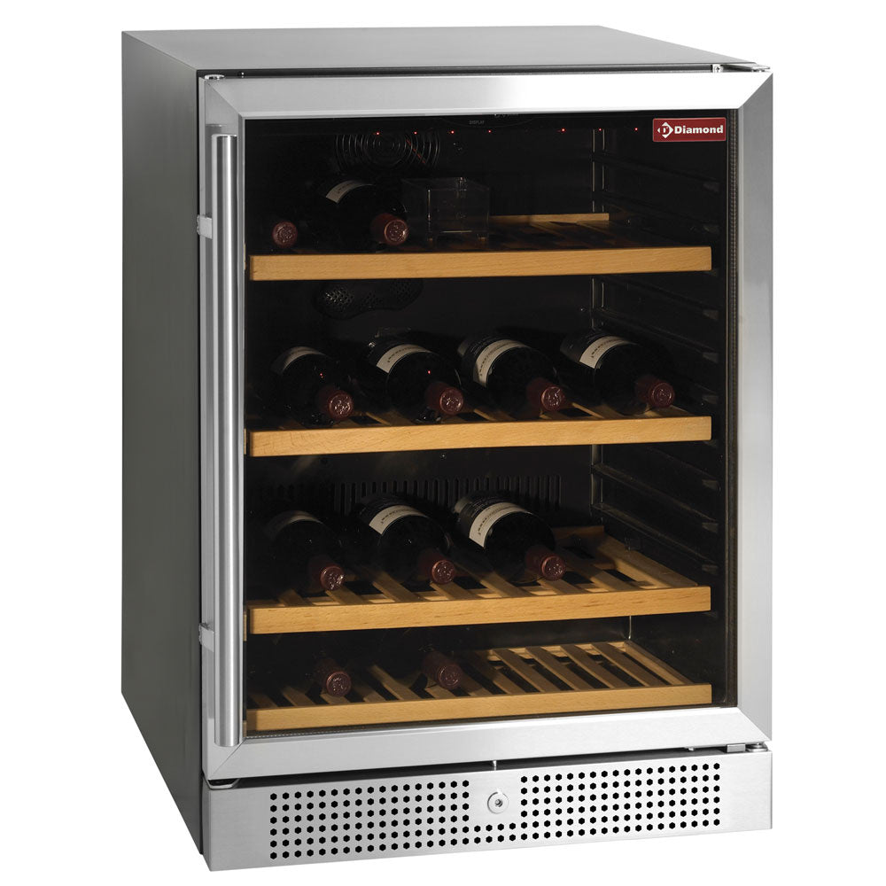 Vitrine cave à vins, ventilée, porte en acier inox, 160 Lt., BLACK - Diamond