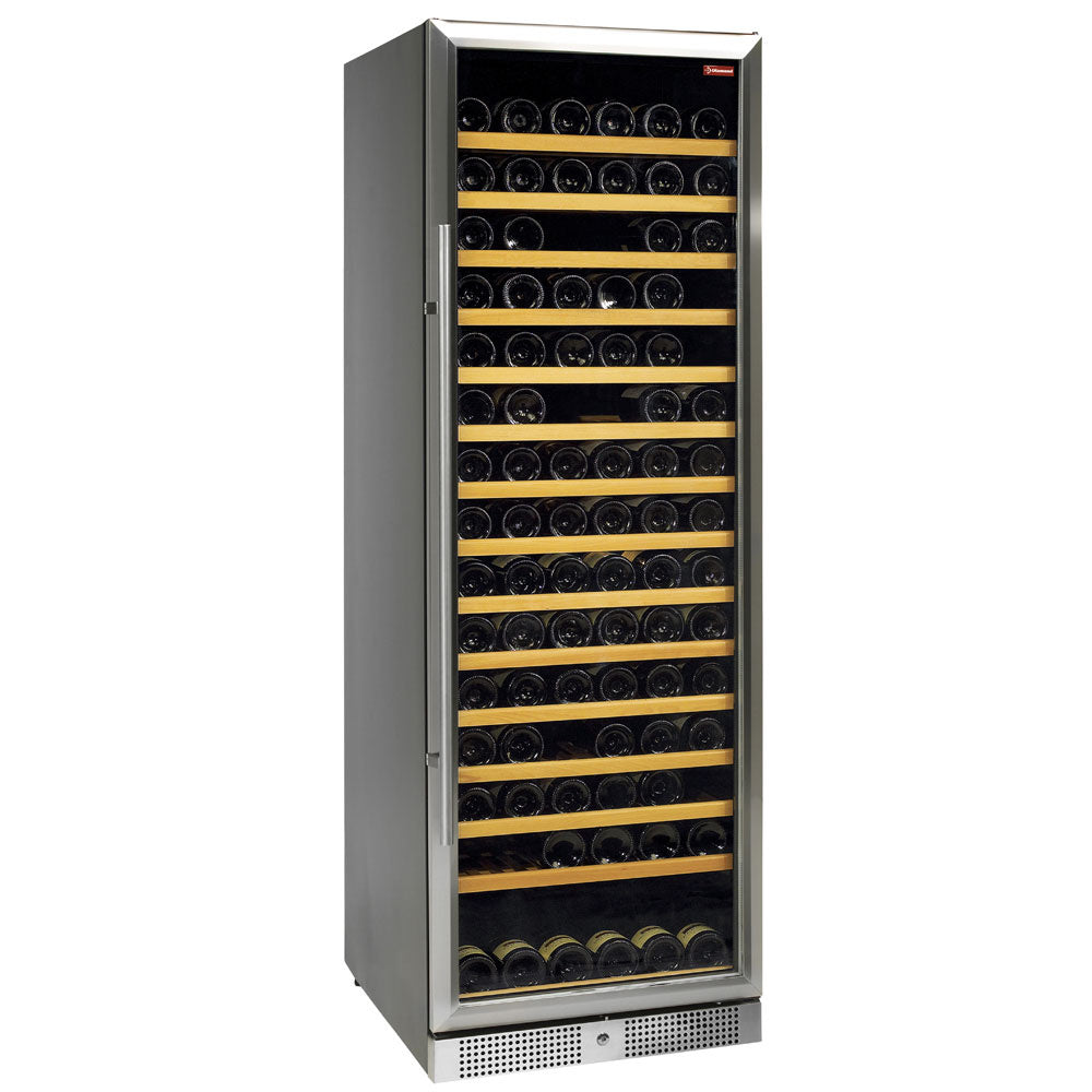 Vitrine cave a vins, ventilée, porte en acier inox, 375 Lt., BLACK - Diamond
