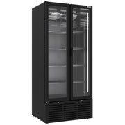 Vitrine ventilée positive 804 litres, 2 portes battantes, NOIRE - Diamond