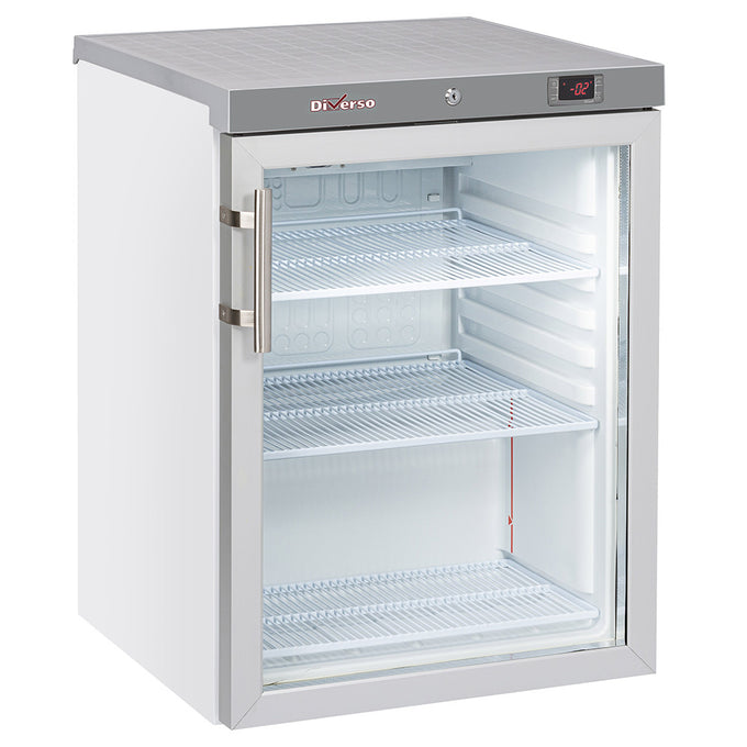 Armoire réfrigérée positive - Frigo ventilé, porte vitrée, 200 Litres - blanc - L 600 x P 625 x H 853 mm - Diamond