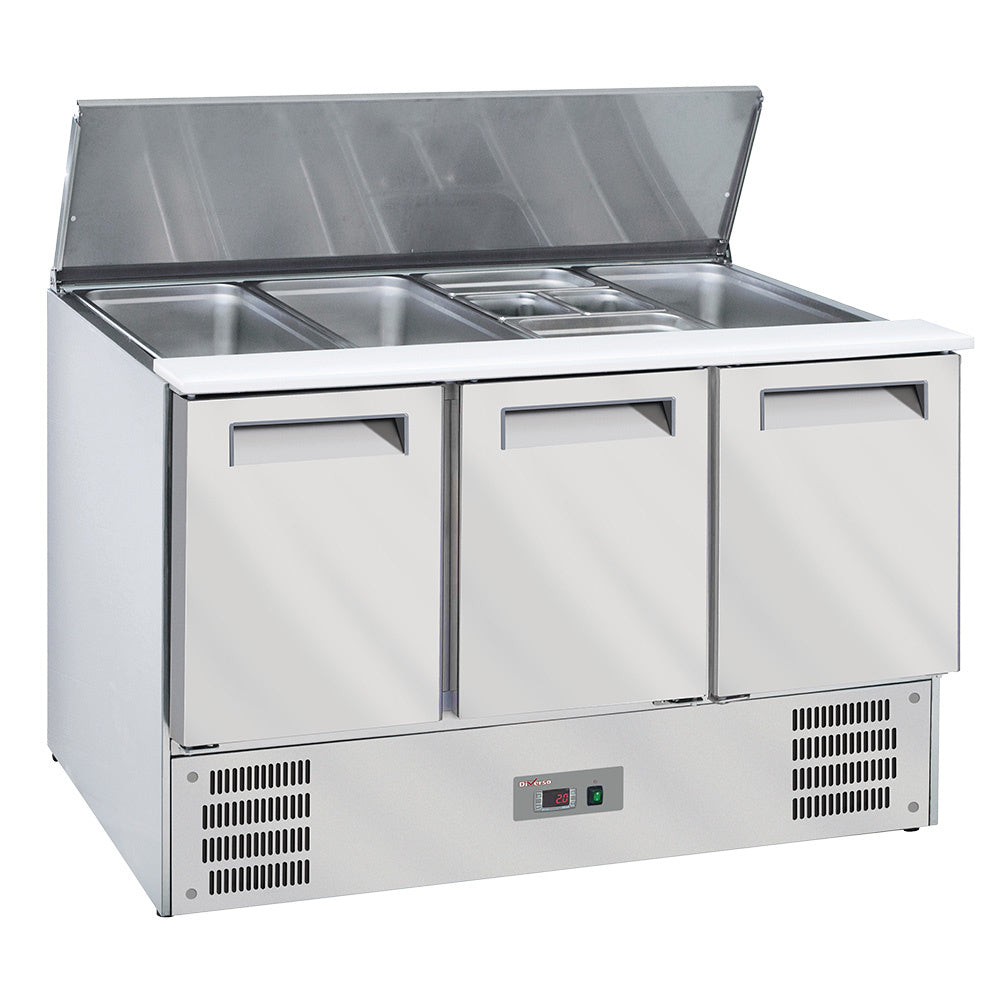 Saladette avec couvercle 4xGN1/1-150 mm + reserve 3 pt.GN 1/1 - Diamond