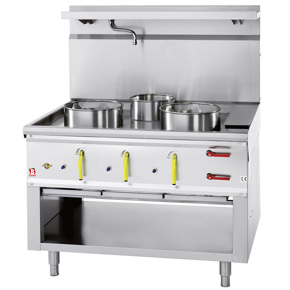 Fourneau wok 3 brûleurs avec rideau d'eau - Diamond