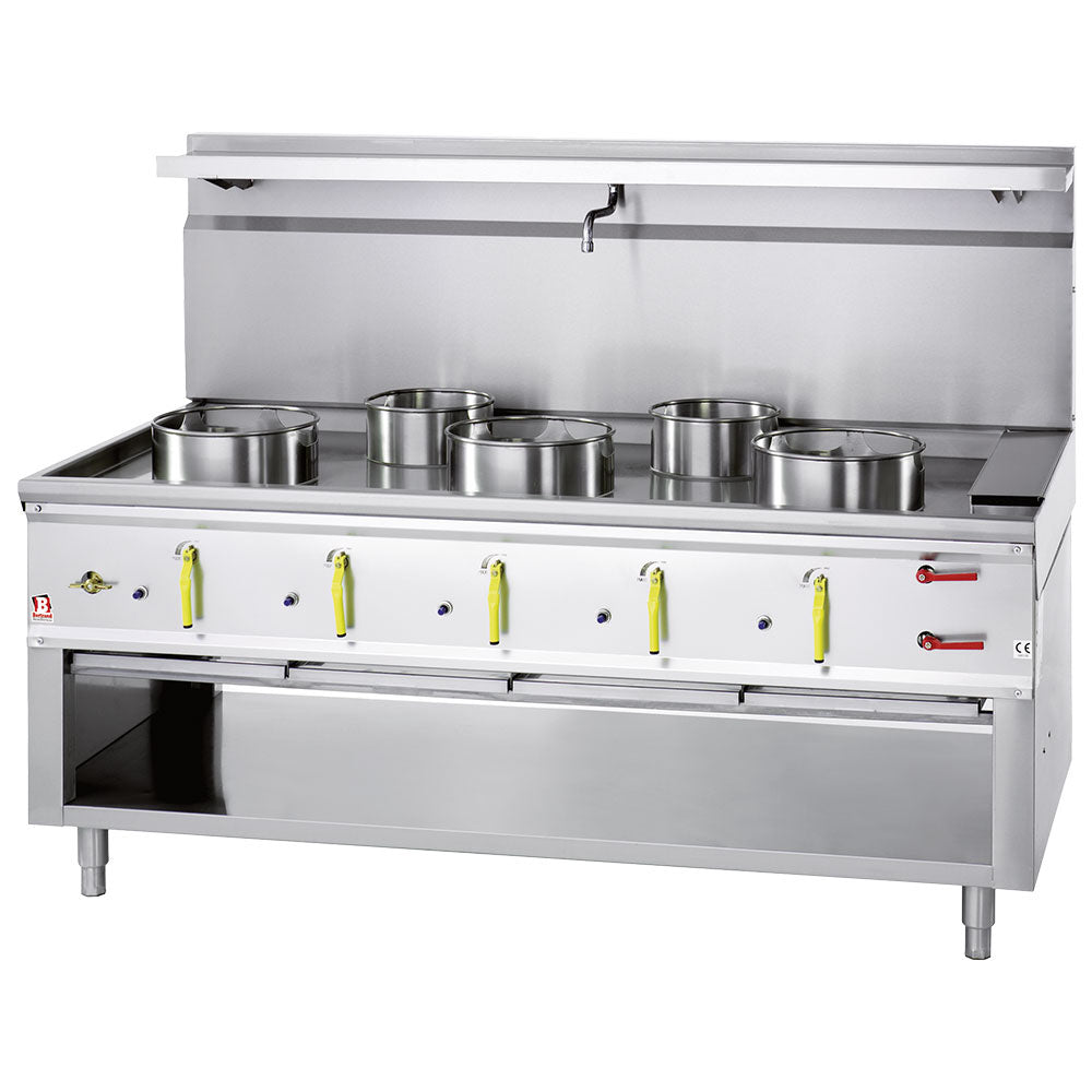 Fourneau wok 5 brûleurs avec rideau d'eau - Diamond