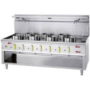 Fourneau wok 7 brûleurs avec rideau d'eau - Diamond