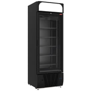 Vitrine ventilée négative vitrée 496  litres - 6 niveaux avec caisson lumineux - NOIRE - Diamond
