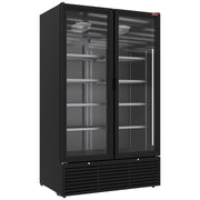 Vitrine ventilée positive 1142 litres, 2 portes battantes - NOIRE - Diamond