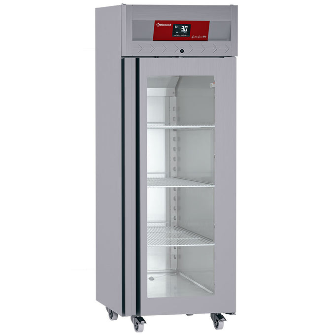 Armoire réfrigérée positive ventilée 700 Lit. 1 porte vitrée (GN 2/1), sur roues - Réf ID70/R9H-G - 0,39 kW - Diamond