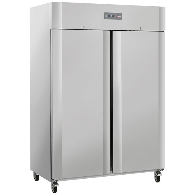 Armoire réfrigérée positive ventilée 1200 Lit. 2 portes GN 2/1, sur roues, 2 avec freins - 0,29 kW - 1400x823x2045 mm - Diamond