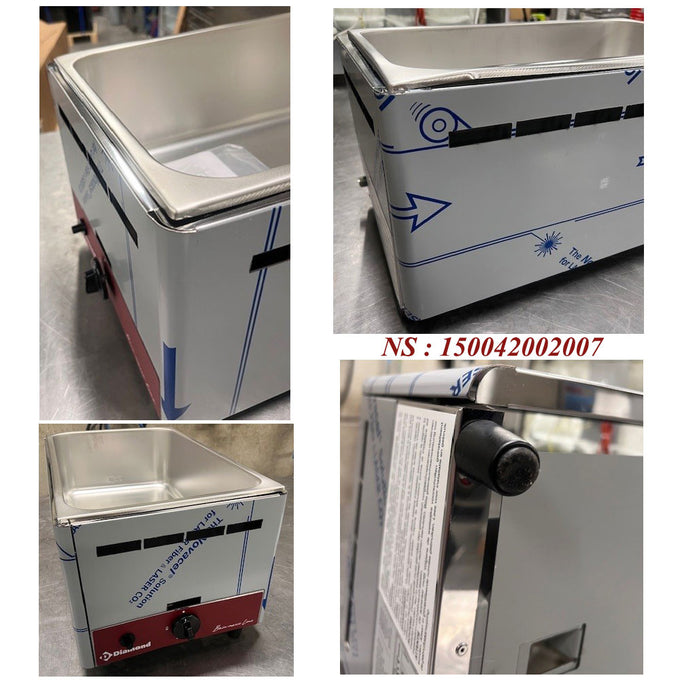 Bain marie gaz, de table GN 1/1 - 150 mm - Réf BMG-1/1-2EME_B - L 365 x P 575 x H 305 mm - Diamond