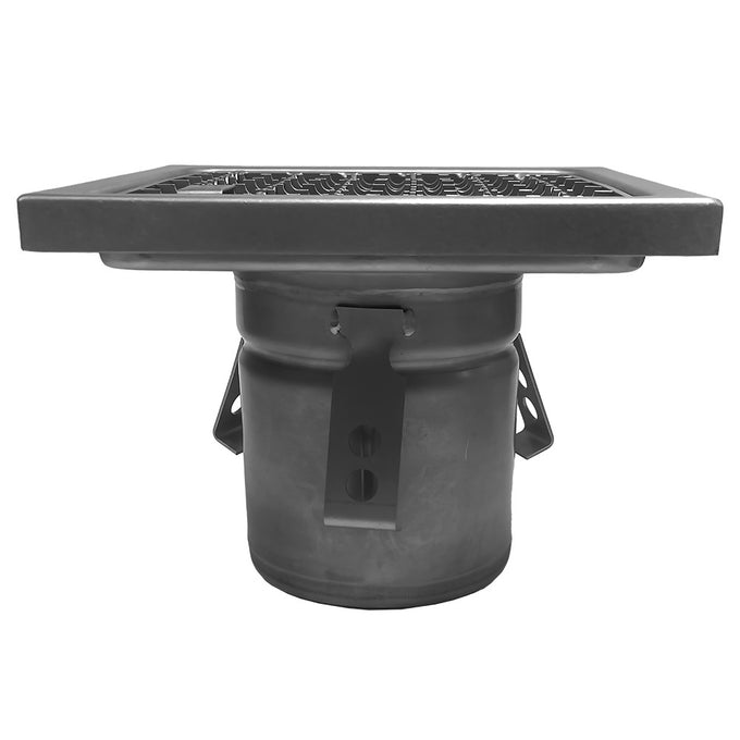 Caniveau de sol inox 400x400, sortie horizontale - L 405 x P 405 x H 194 mm - Diamond