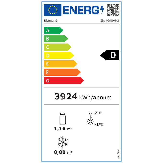 Armoire réfrigérée positive ventilée 1400 Lit. 2 portes vitrées (GN 2/1), sur roues - 0,47 kW - 1440 x 840 x 2020 mm - Diamond