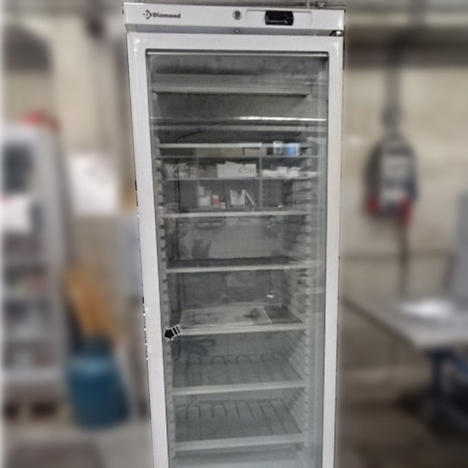 Armoire négative congélateur statique, vitrée, 400 litres. blanc - 0,32 kW - L 620 x P 675 x H 1860 mm - Diamond