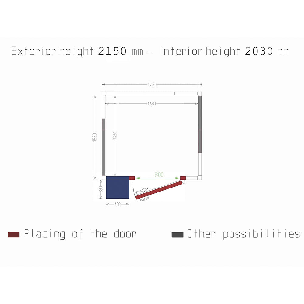 Chambre Froide Positive avec groupe, dim.int. 1630 x 1430 x h2030 mm (4,73 m³) - Diverso