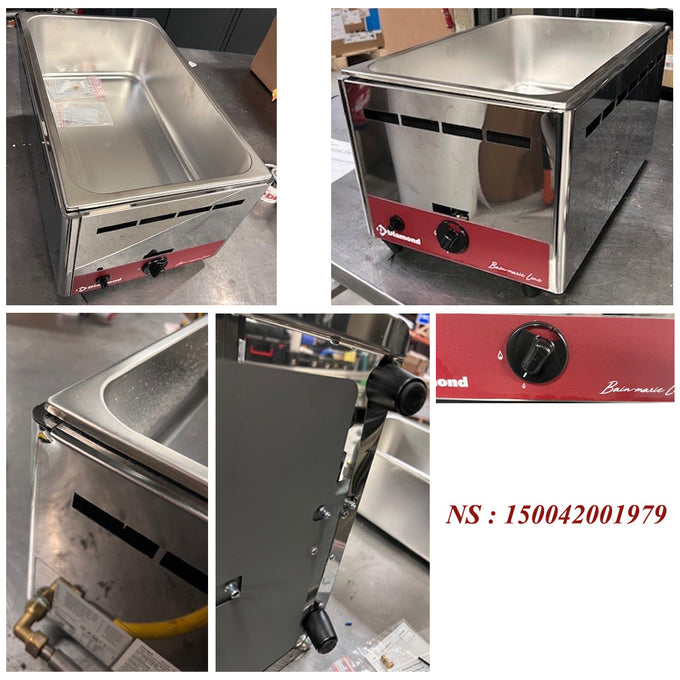 Bain marie gaz, de table GN 1/1 - 150 mm - L 365 x P 575 x H 305 mm - Diamond