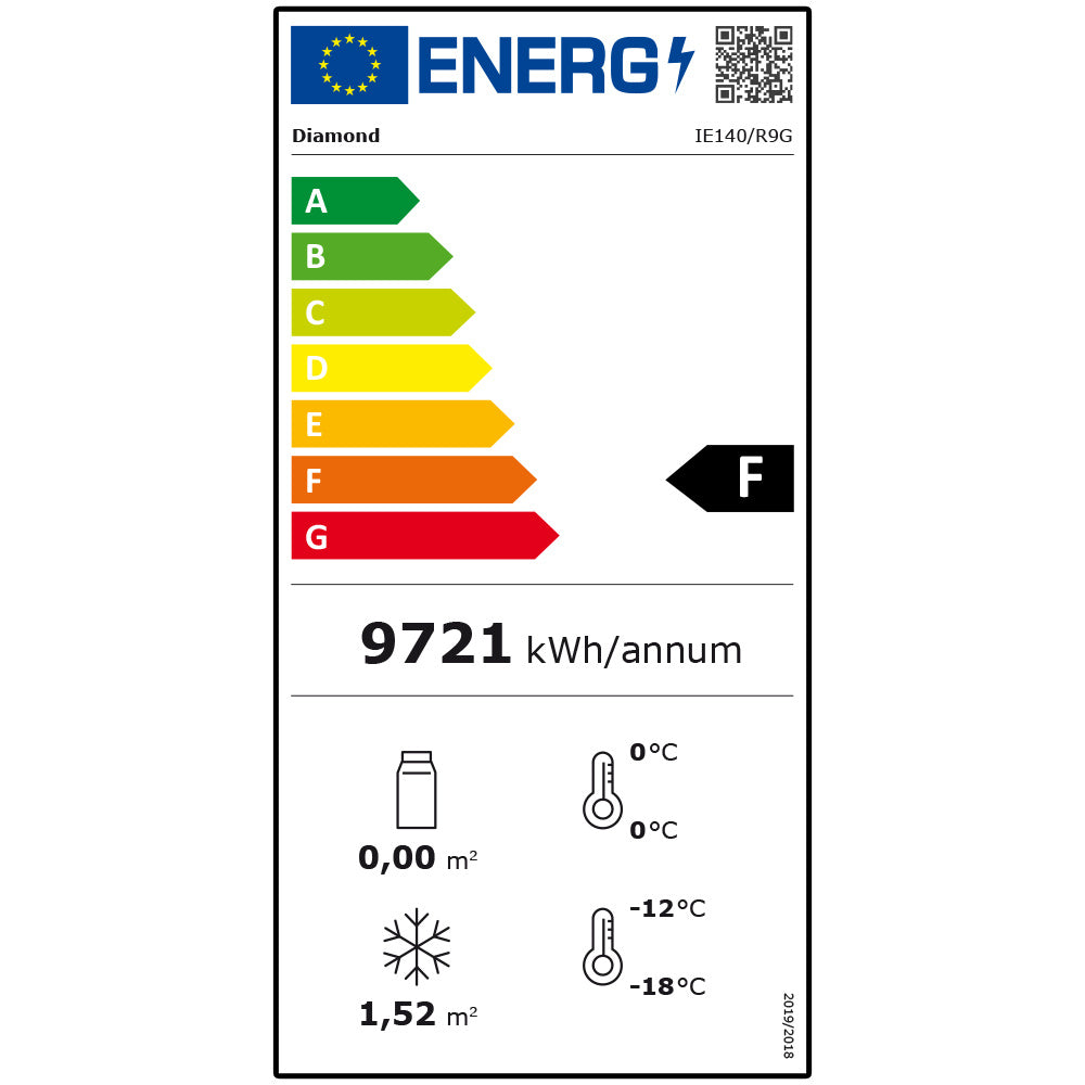 Armoire vitrée de congélation 1400 lt GN 2/1 réfrigérant R290 isolation polyuréthane - Diamond