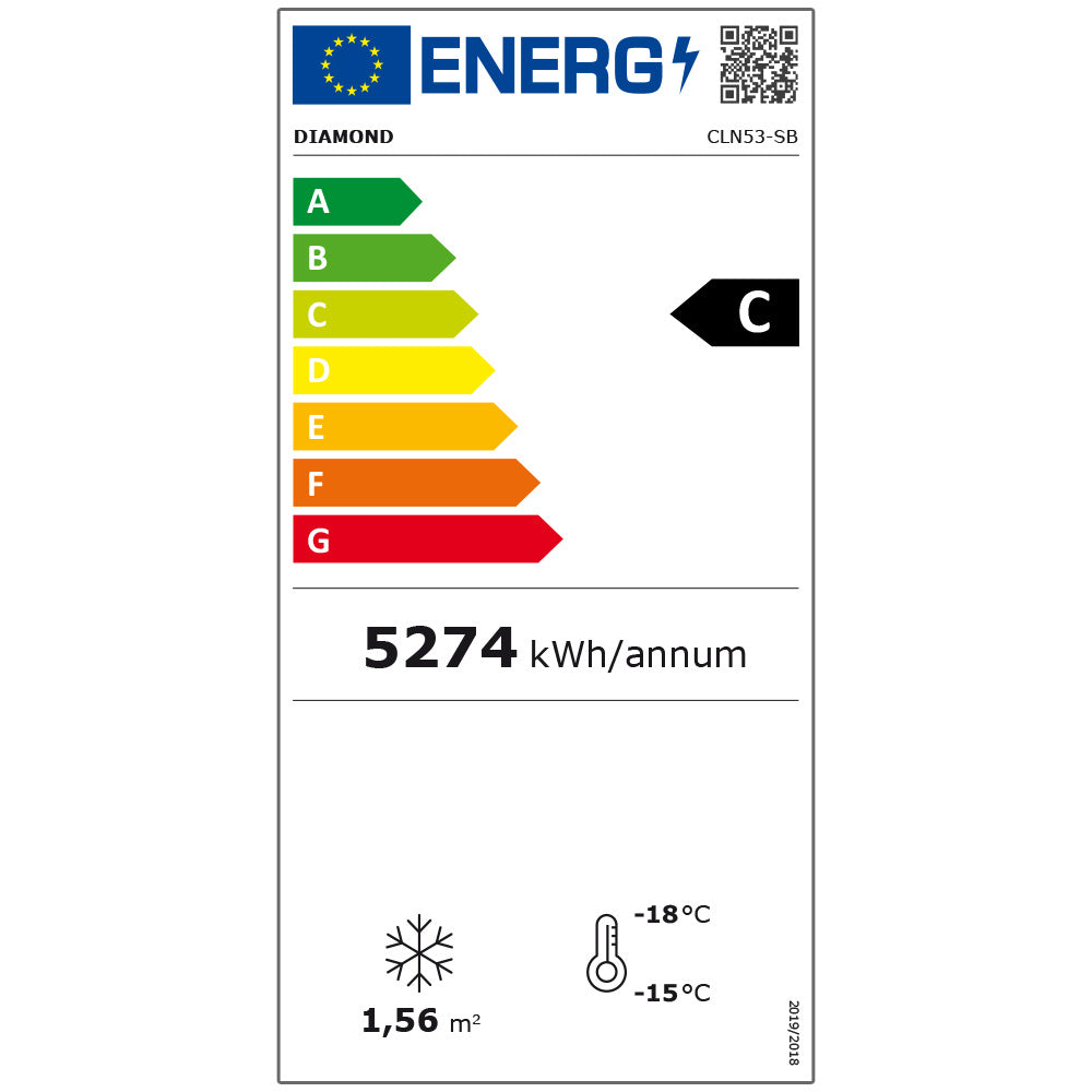 Vitrine ventilée négative 496L 6 niveaux fixes caisson lumineux noir - Classe C - Diamond