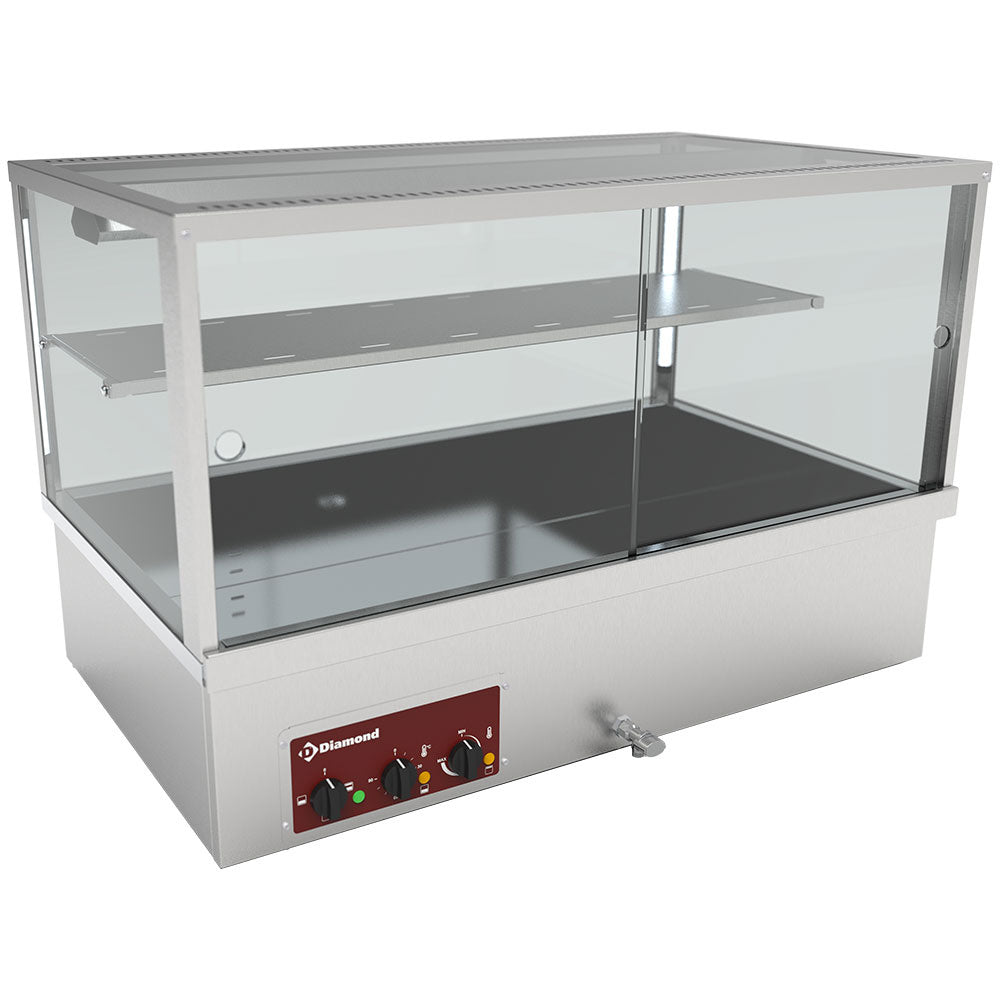 Vitrine chauffante, bain-marie 3 GN 1/1, panoramique - Diamond