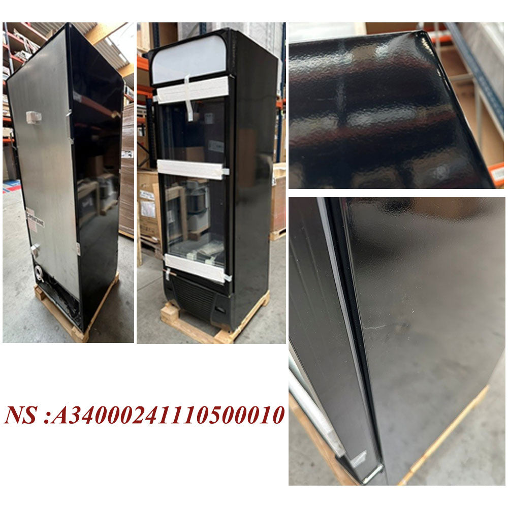 Vitrine ventilée négative vitrée 496  litres - 6 niveaux avec caisson lumineux - NOIRE - Diamond