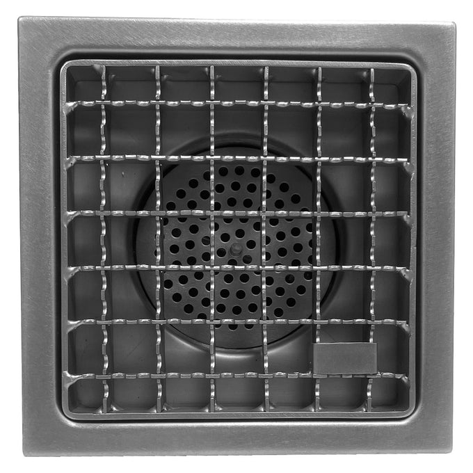 Caniveau de sol inox 400x400, sortie horizontale - L 405 x P 405 x H 194 mm - Diamond