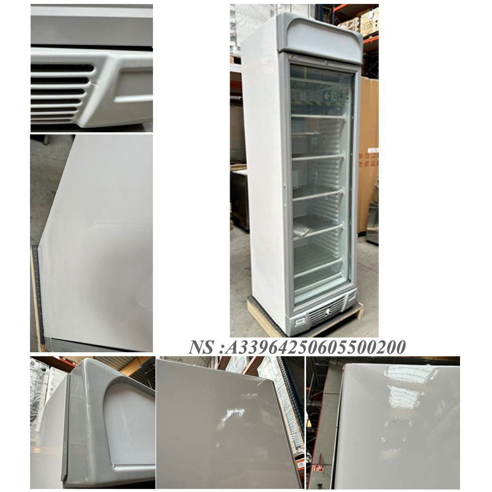 Vitrine ventilée négative vitrée 374  litres - 5 niveaux fixes avec caisson lumineux - BLANCHE - Diamond