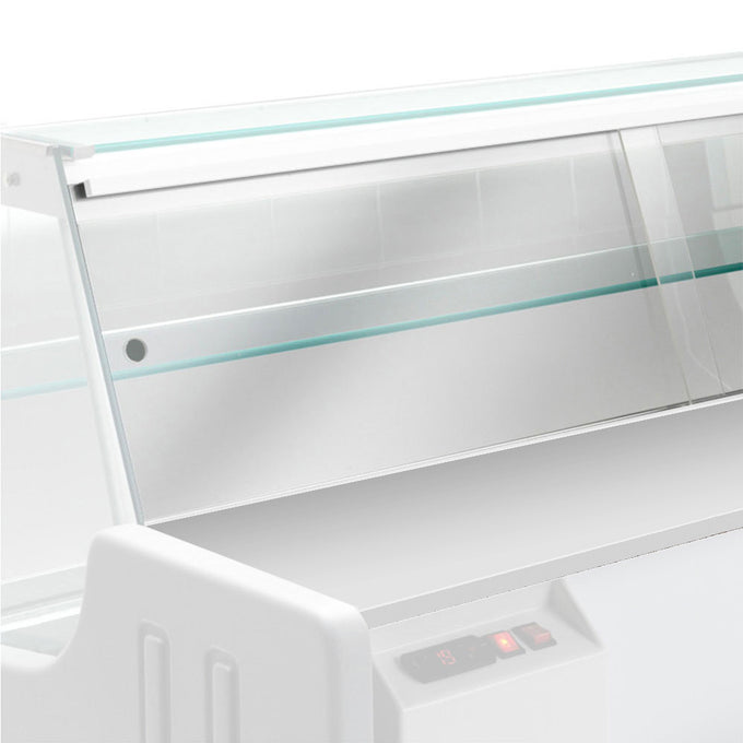 Comptoir vitrine réfrigéré vitre courbe gris / blanc - Réf. VE14/E8-R2P - Diamond