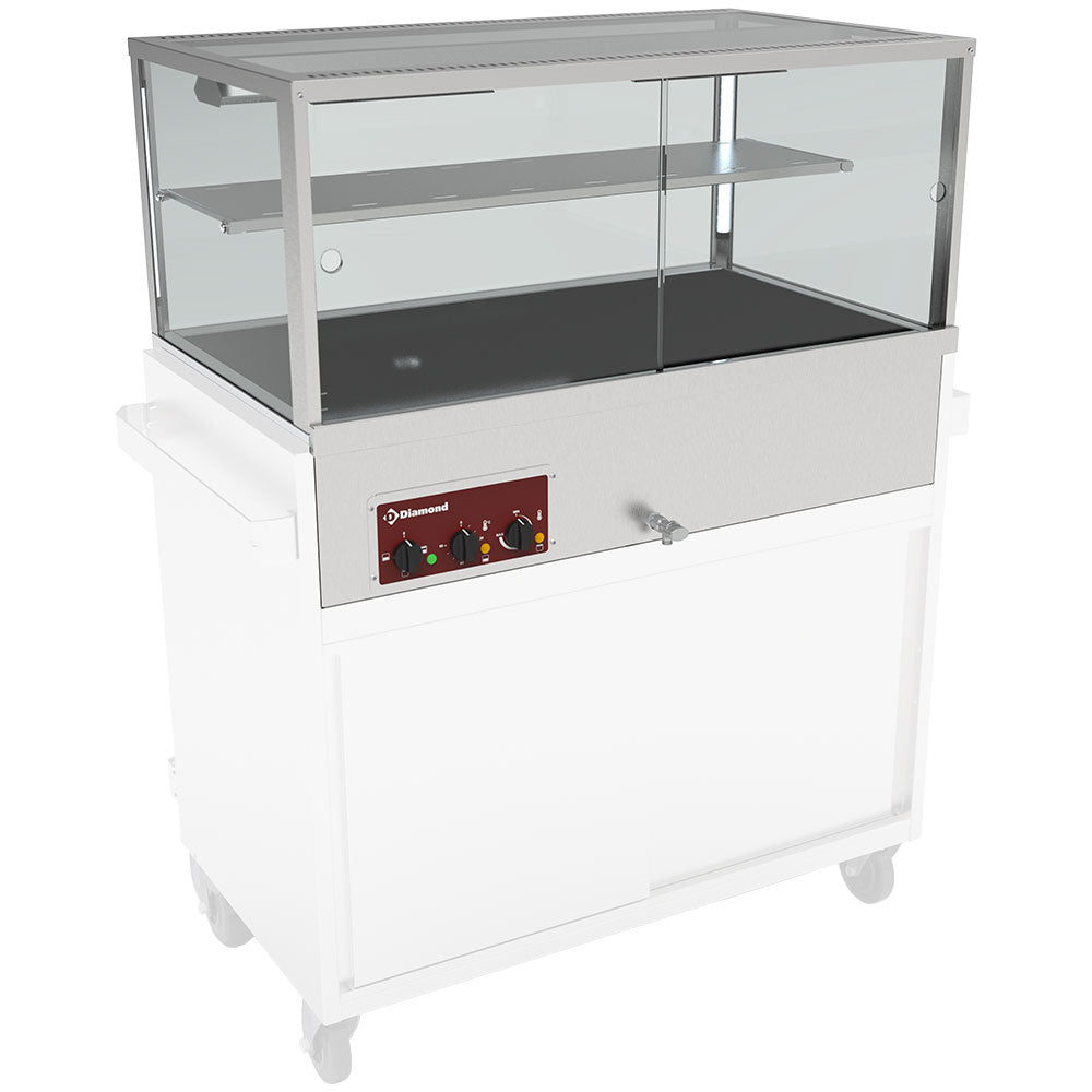 Vitrine chauffante, bain-marie 3 GN 1/1, panoramique - Diamond