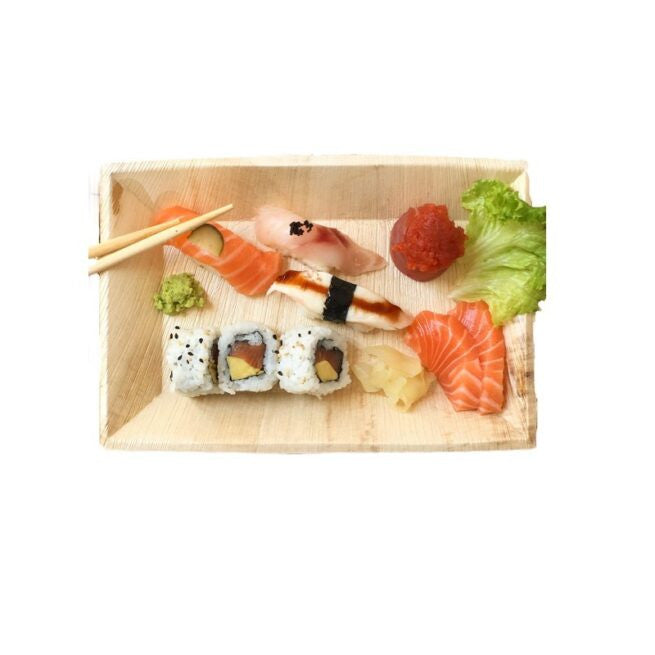 Assiette jetable 17 × 12 cm en feuille de palmier, lot de 25 - Ecobioshopping