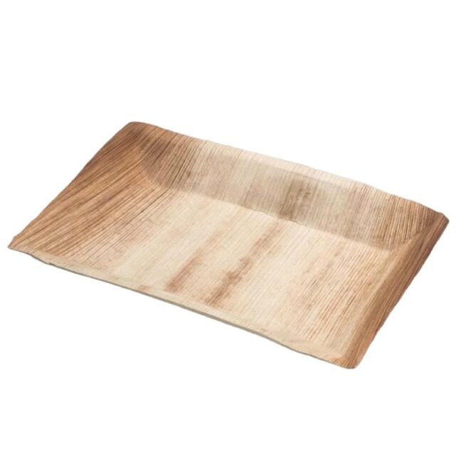 Assiette jetable 25x17 en feuille de palmier, lot de 25 - Ecobioshopping
