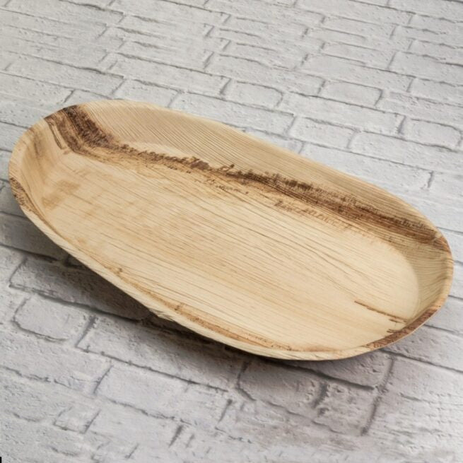 Plateau Long 55 × 30 cm en feuille de palmier, lot de 10 - Ecobioshopping
