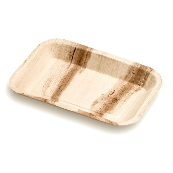 Plateau rectangulaire 23x15 en feuille de palmier, lot de 25 - Ecobioshopping