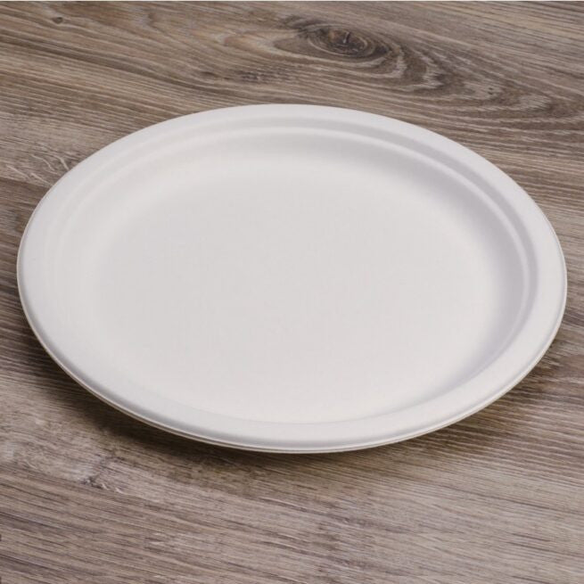 Assiette jetable plate 26 cm en cellulose, lot de 50 - Ecobioshopping