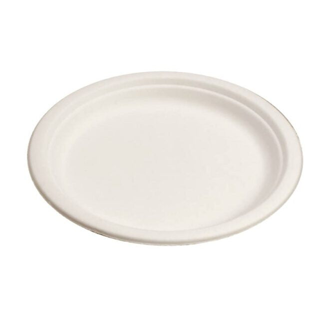 Assiette jetable plate 23 cm en cellulose, lot de 50 - Ecobioshopping