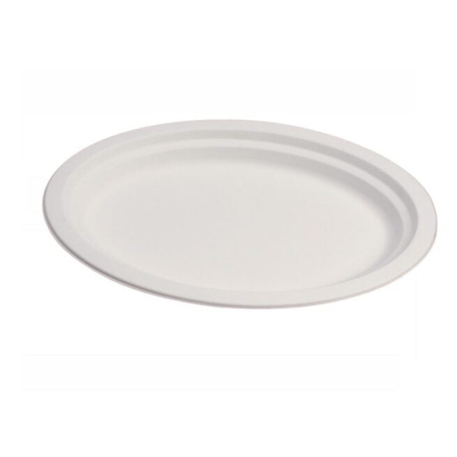 Assiette jetable ovale 26 × 19 cm en cellulose, lot de 50 - Ecobioshopping
