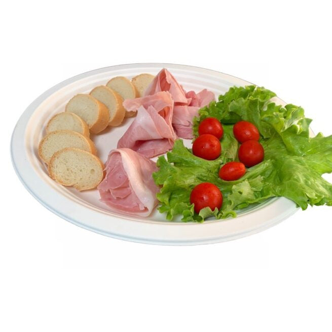 Assiette jetable ovale 32 × 25 cm en cellulose, lot de 50 - Ecobioshopping
