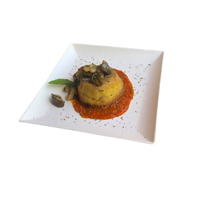 Assiette jetable Komodo 22 × 22 cm en cellulose, lot de 50 - Ecobioshopping