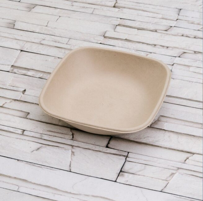 Assiette jetable carrée Nature 750 ml en cellulose, lot de 125 - Ecobioshopping