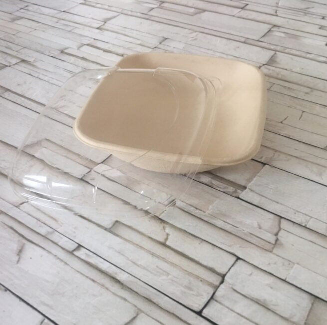 Couvercle jetable carré empilable en PLA, lot de 125 - Ecobioshopping