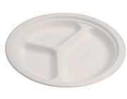Assiette jetable plate à trois compartiments 26 cm en cellulose., lot de 50 - Ecobioshopping