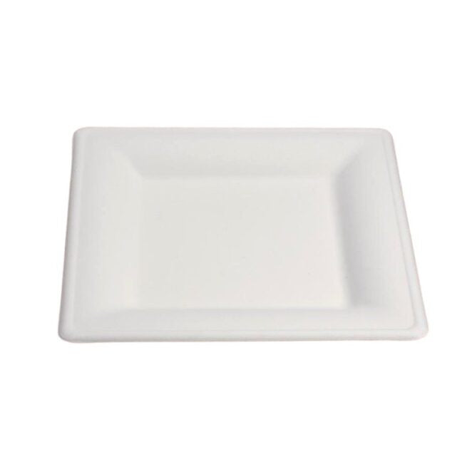 Assiette jetable Élégance 20 × 20 cm en cellulose, lot de 50 - Ecobioshopping
