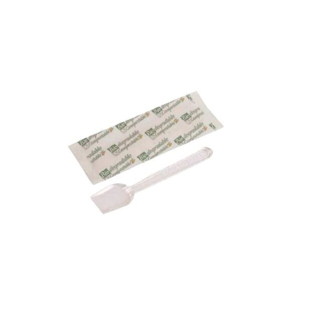 Cuillère à glace jetable 9,7 cm en PLA emballée, lot de 8000 - Ecobioshopping