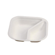 Assiette jetable 17 × 17 cm à deux compartiments en cellulose, lot de 500 - Ecobioshopping