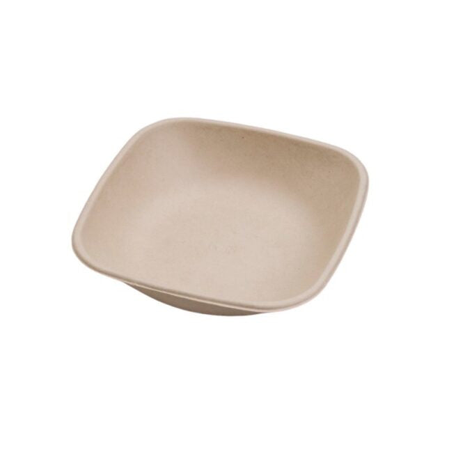 Assiette jetable carrée Nature 500 ml en cellulose, lot de 500 - Ecobioshopping